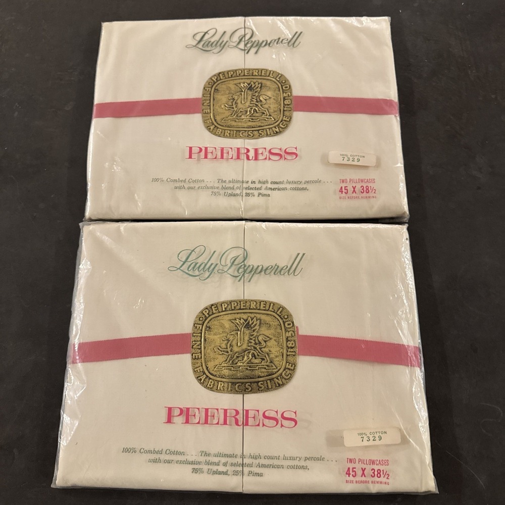 4 VTG Lady Pepperell Pillowcases 45 x 38.5" Fine Combed Percale 100% USA Cotton